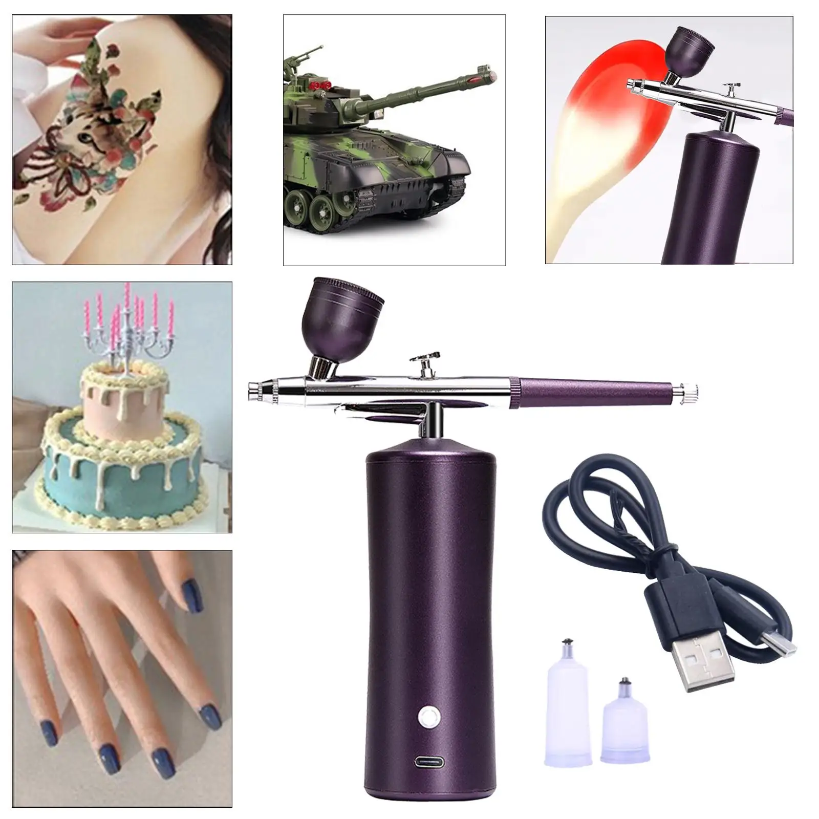 Airbrush Nail Art Painting Kit with Compressor Mini Airbrush for Nail Art Cake Painting Portable Hand Sprayer Gun Airbrush Nail