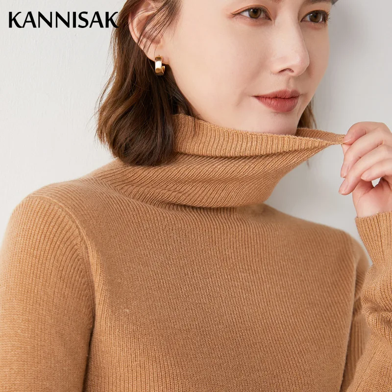 Fashion Turtleneck Sweater Women Autumn Winter Clothes Slim Warm Cashmere Pullover Bottoming Shirt Office Lady Jumper Knitwear