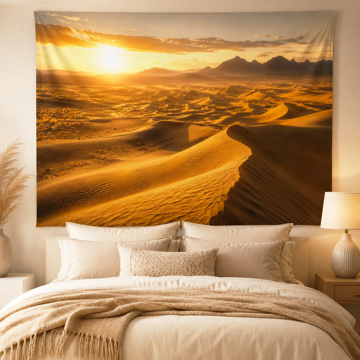 Beautiful Desert Landscape Tapestry Wall Hanging Large Nature Dunes Tapestries Aesthetic Room Decor for Living Room Bedroom