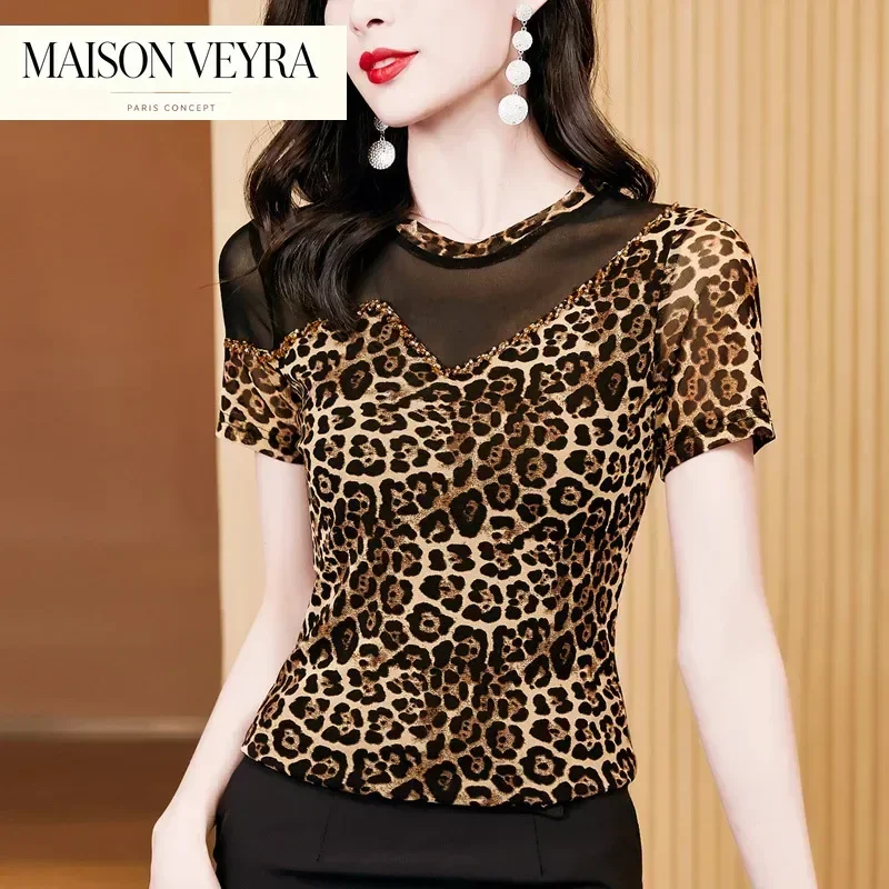 Vestido de Fiesta con Encaje de Leopardo, Traje de Baile Latino para Mujer, Top Sexy para Baile de Salón, Samba, Tango, Flamenco, Camiseta de Práctica de Baile