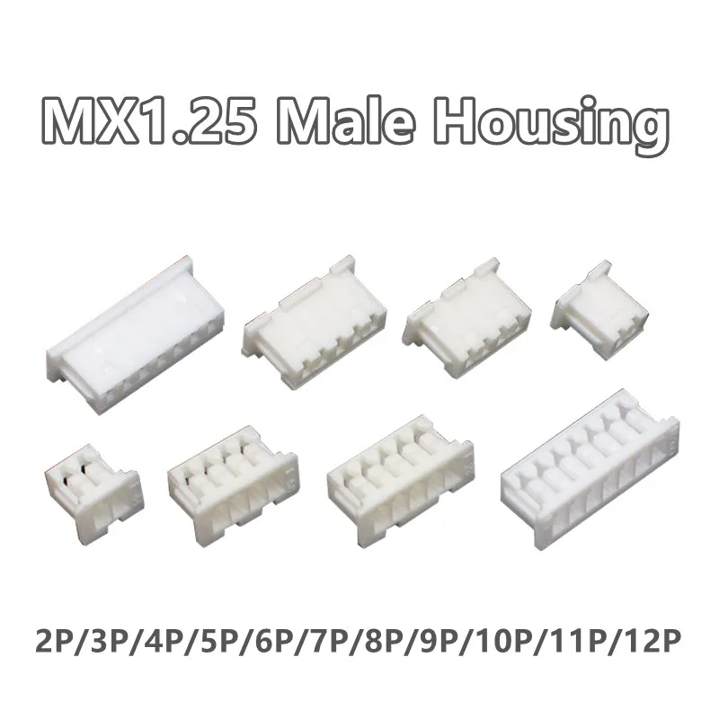 100PCS JST MX1.25 Housing Male Female Connectors 2P 3P 4P 5P 6P 7P 8P 9P 10P 11P 12P 1.25mm Pitch Plastic Shell