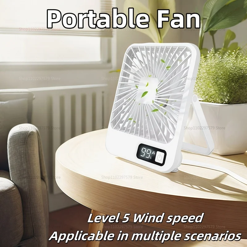 New Small Electric Fan Home Dormitory Office Desktop Fan USB Rechargeable Portable Camping Fan Wireless Ceiling Fan With Display