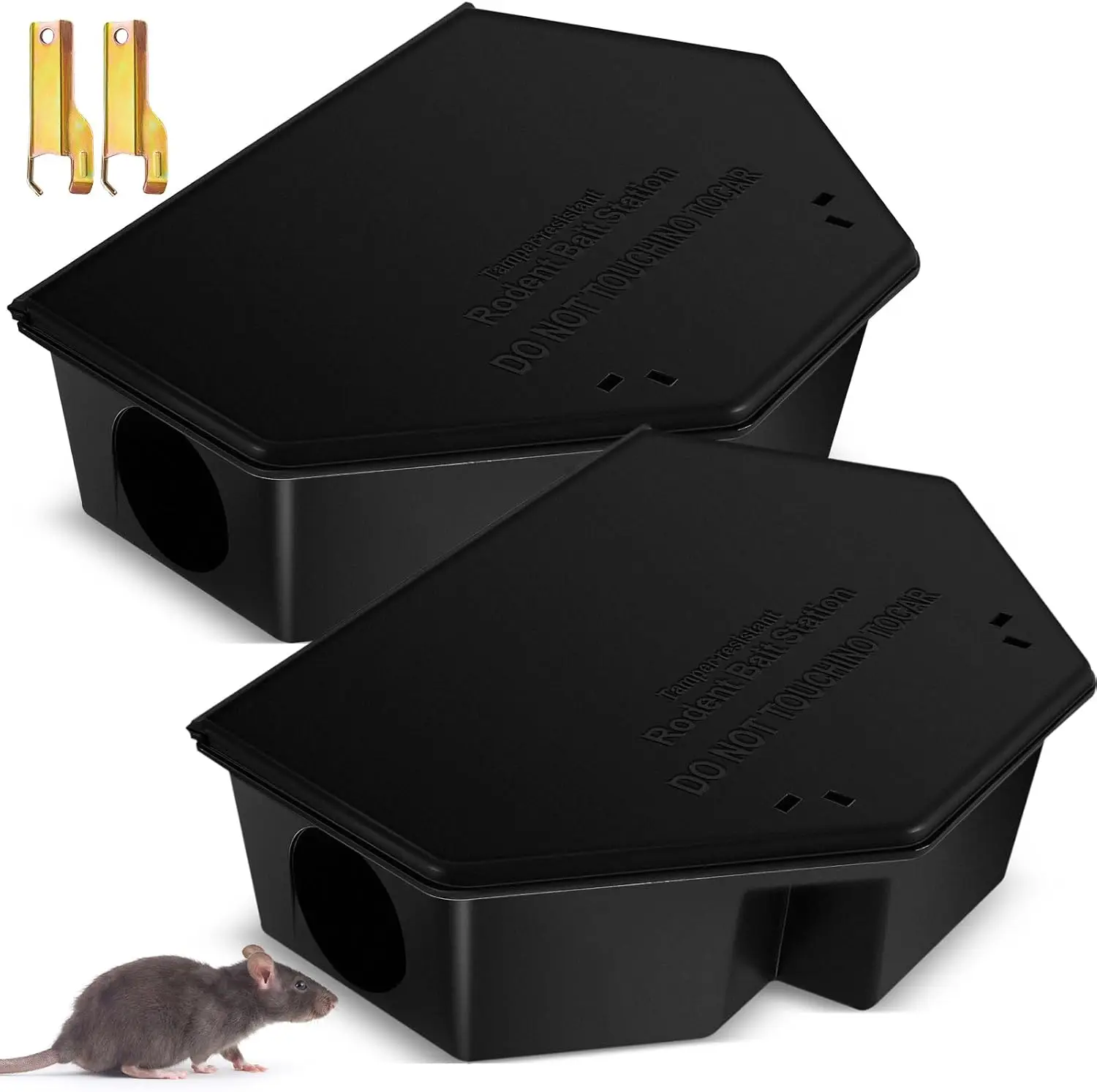 

2 Pcs Rat Bait Station with Keys 13.58 x 8.98 x 3.35 Inch Rodent Station Rat Traps, Keeps Children and Pets Safe Indoor and