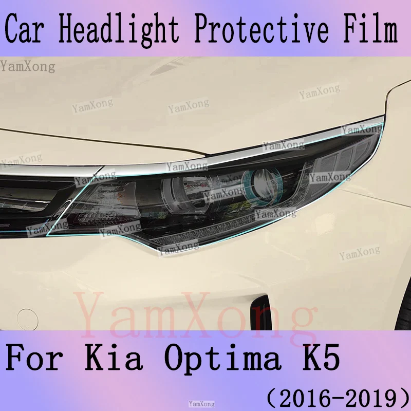 For 2016-2019 Kia Optima K5 Exterior Crop Headlight Light Black Smoke Scratch Film los Faros Transparent Protective Sticker Film