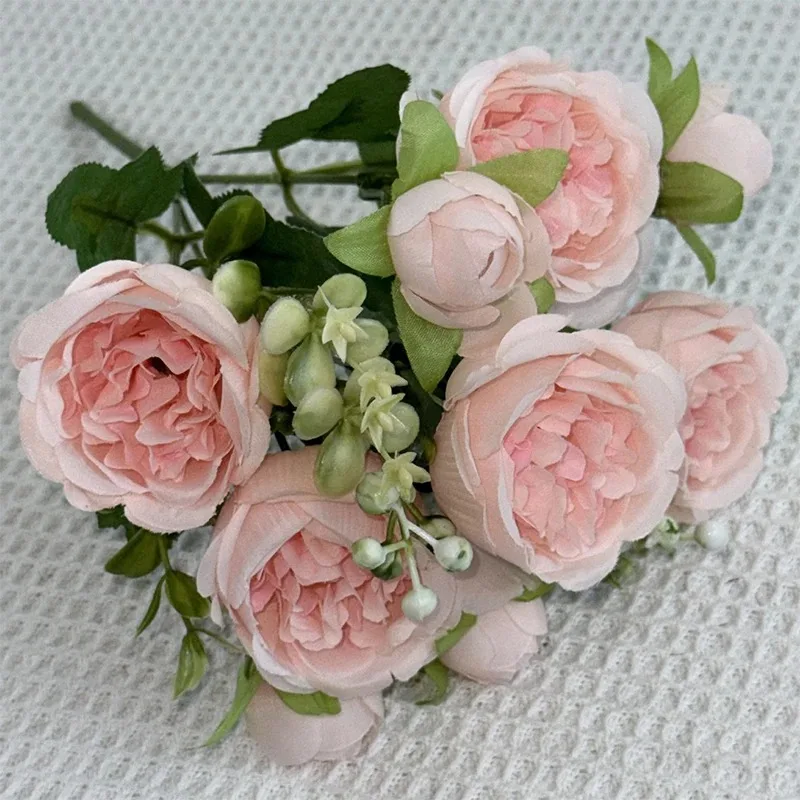 1/2 Stücke 30 cm Rose Weiß Seidenstrauß Pfingstrose Künstliche Blütenknospen Braut Hochzeit Dekor Dekoration Gefälschte Blume Valentinstag – Detail 9