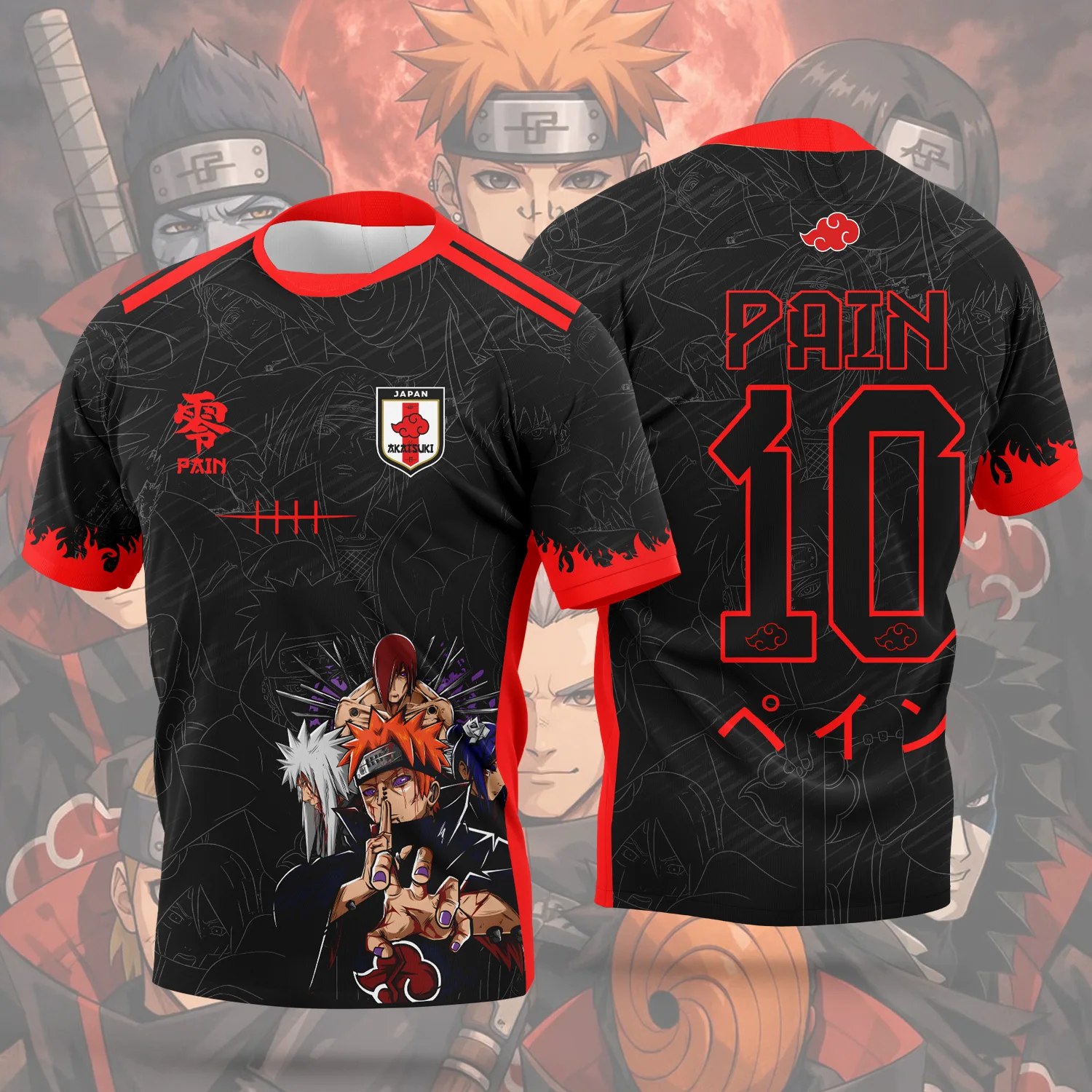 New 2026 Naruto Akatsuki Jersey, Pain Itachi Character Pattern Men's and Women's Summer Casual Sports T-Shirt