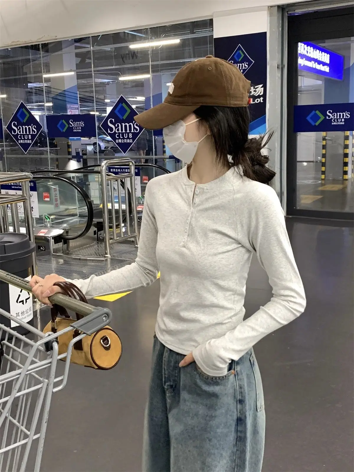 

Long Sleeved T Shirts Simple Womens Winter Funnel Neck Double Layer Plush Lining Insulated Urban Lady Soft Classic Practical Tee