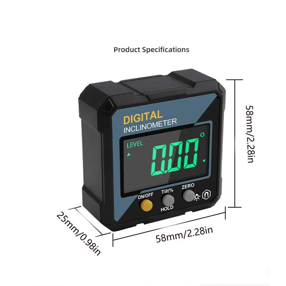Waterproof Electronic Angle Protractor LCD Backlight Single-sided Magnetic Slope Meter High-precision Digital Inclinometer