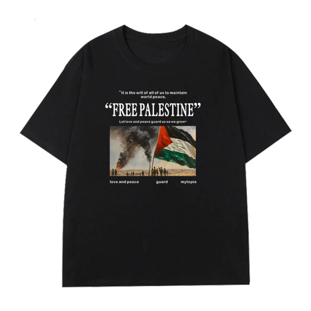 Support anti-war T-shirts, world peace and armistice, men and women of the same round neck pure cotton loose short sleeves