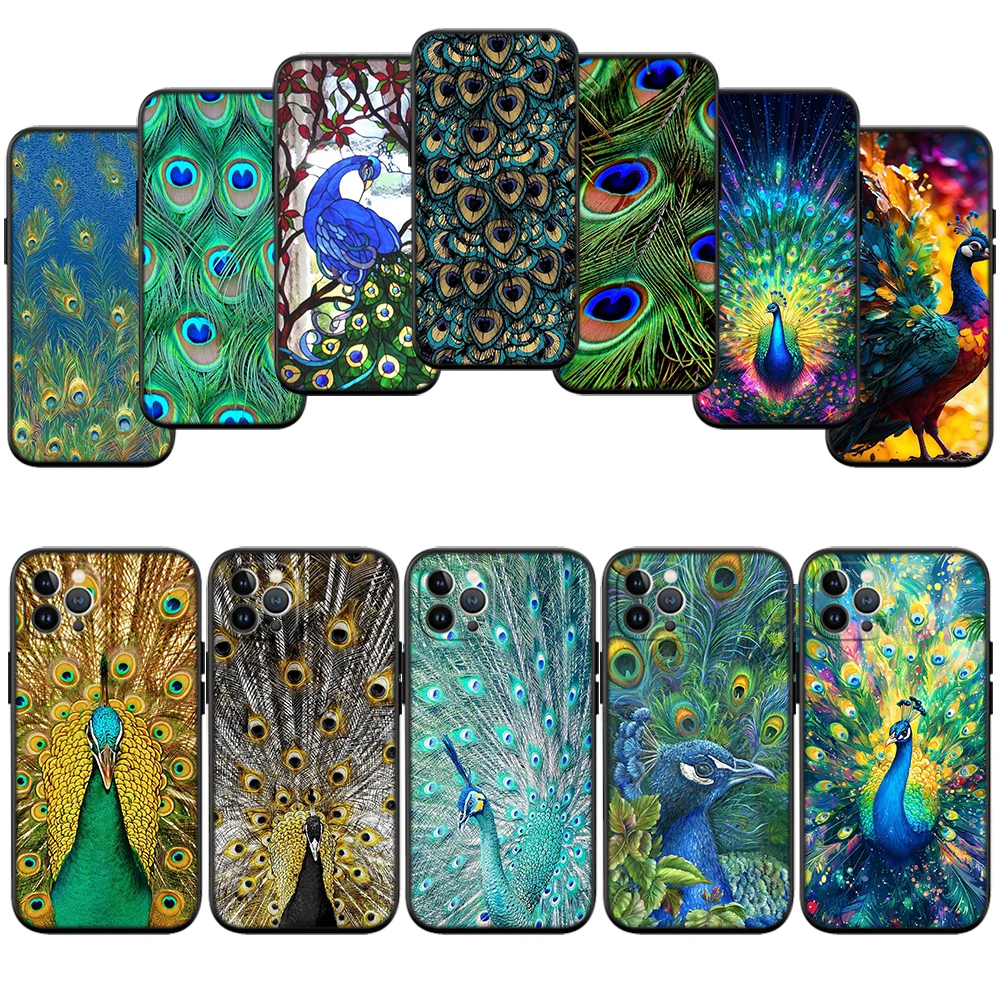 IM58 Peacock feather Shell Phone Case for Samsung Galaxy Note 10 20 S23 S24 S25 Ultra FE Plus Edge Lite A02S A35 A07 A17