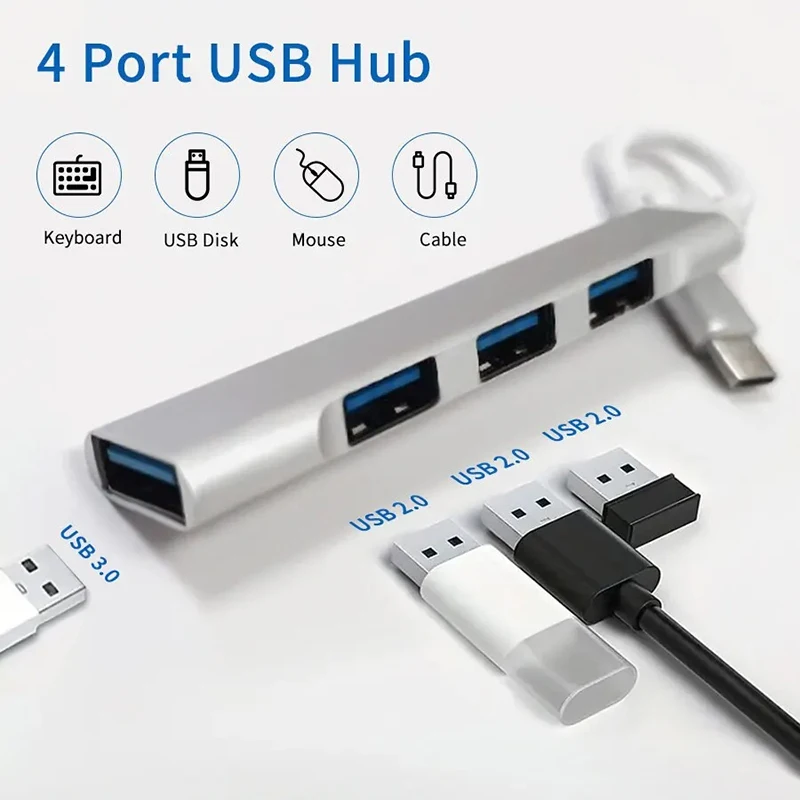 4 Port USB 3.0 Hub USB C Hub High Speed Type C Splitter 5Gbps For PC Computer Accessories Multiport HUB 4 USB 3.0 2.0 Ports