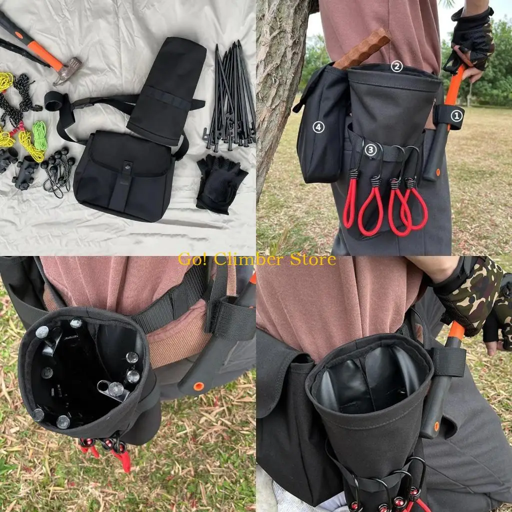 Q84C Outdoor Fanny Pack Hiking Fishing Waterproof Waist Pack Camping Tent Stakes Storage Bag Portable Fruit Picking Bag