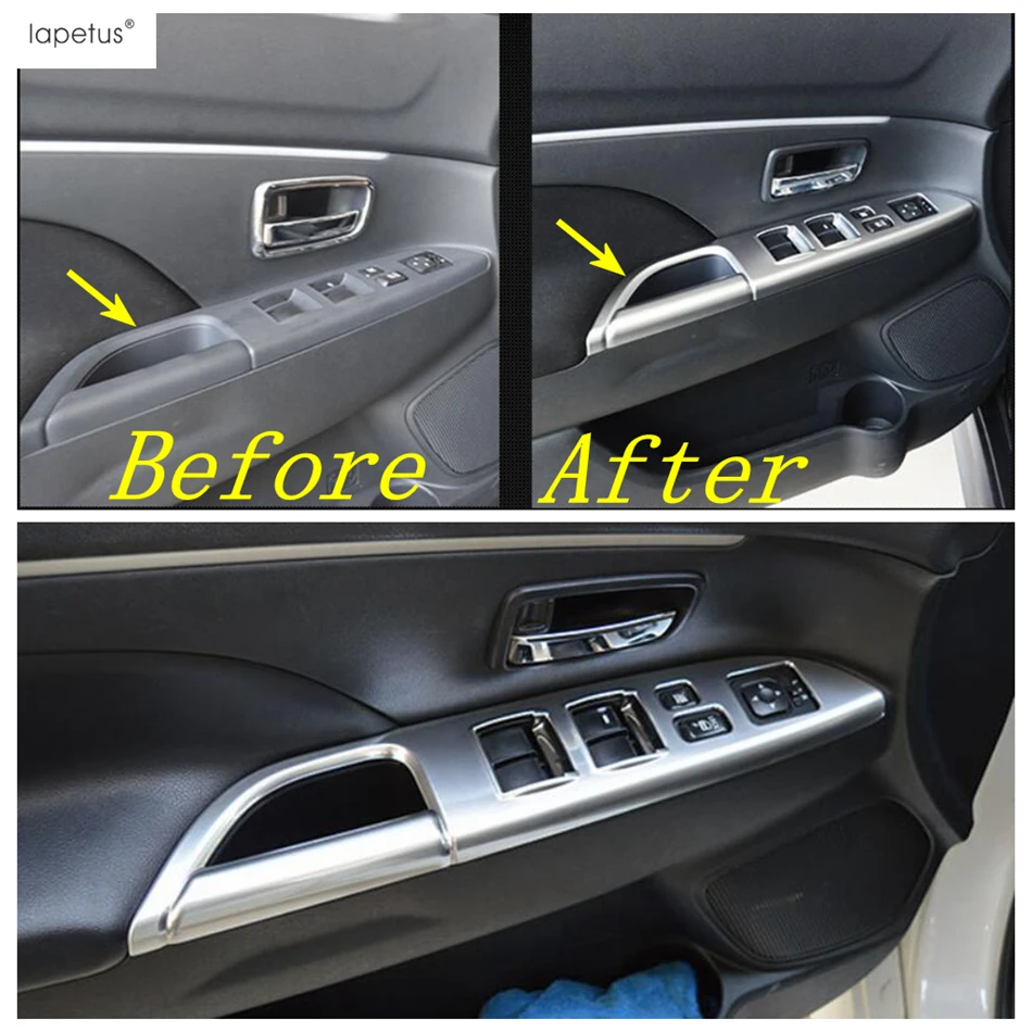 For Mitsubishi ASX 2014 - 2021 Door Armrest Window Lift Switch Button Panel Cover Trim Carbon Fiber / Matte Accessories Interior