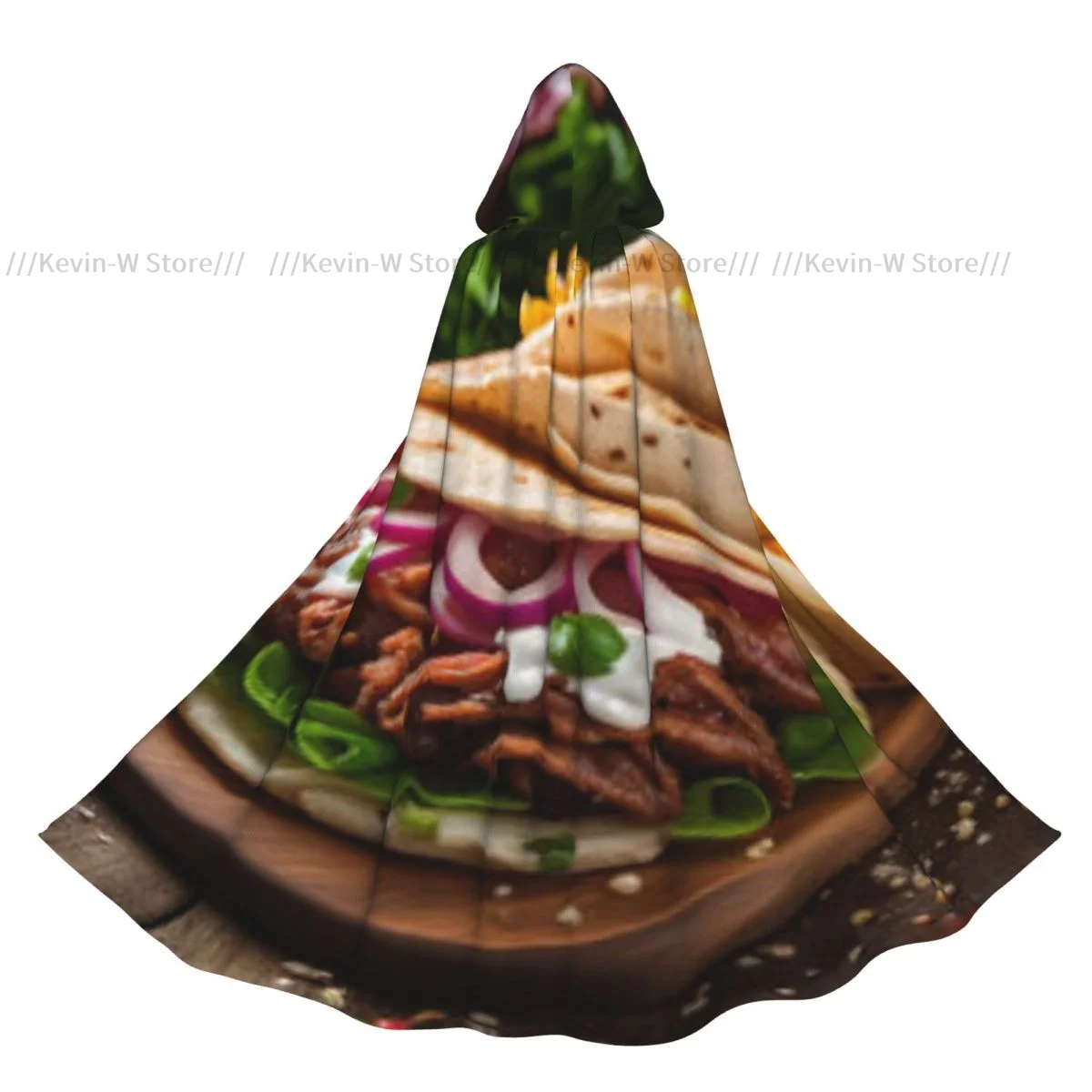 Tacos deliciosos unisex para adultos con capa de maíz de cerdo extraíble con capucha disfraz largo de bruja Cosplay