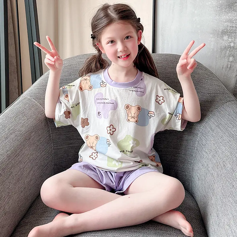conjunto-de-pijama-de-verano-para-ninas-de-5-a-14-anos-diseno-de-dibujos-animados-algodon-manga-corta-comodo-y-transpirable-ropa-para-el-hogar