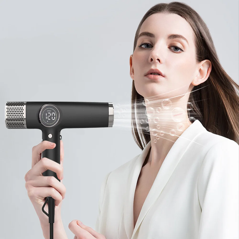 Brushless high speed hair dryer Negative ion multi-function 3-in-1 hair dryer with LCD temperature display high power gift box