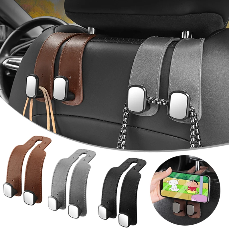 High Quality Car Headrest Hook Leather Hidden Back Hanger Storage Holder Quality  Large Load-Bearing Alloy Hook Hanger Universal