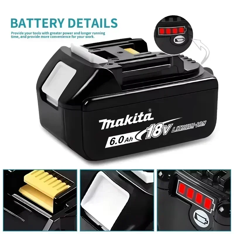 Long Lasting 100% Authentic Makita 18V LXT BL1860 6Ah Li-ion Battery, TPCELL BMS Inside Fits BL1840 BL1850 Cordless Power Tools