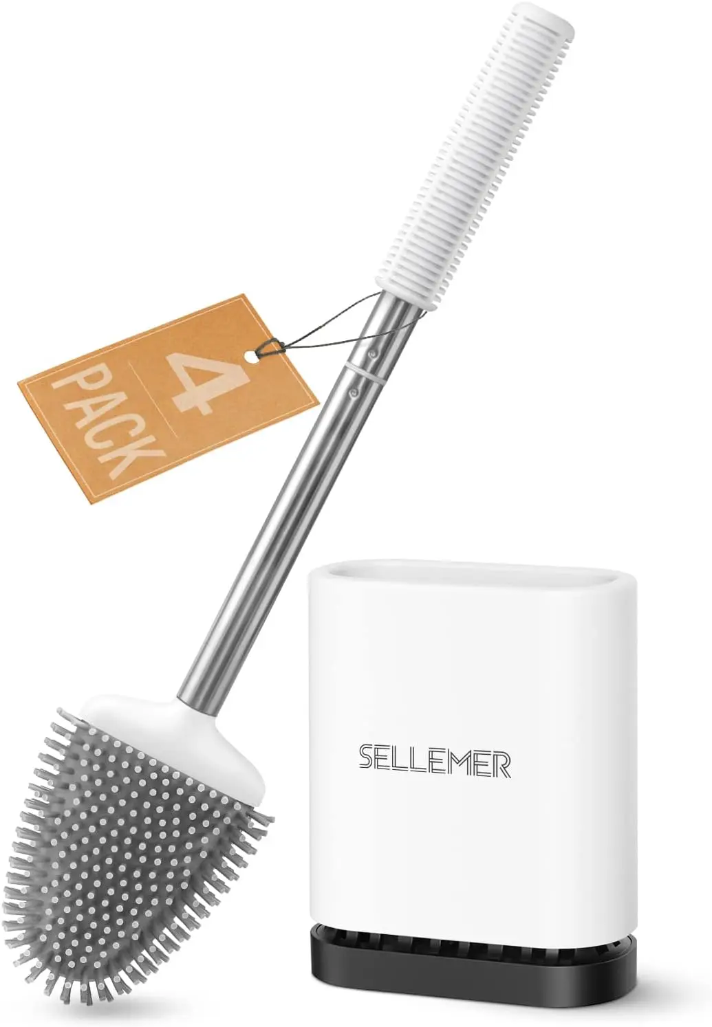 

Toilet Brush and Holder Set for Bathroom, Flexible Toilet Bowl Brush Head with Silicone Bristles, Compact Size for Stor