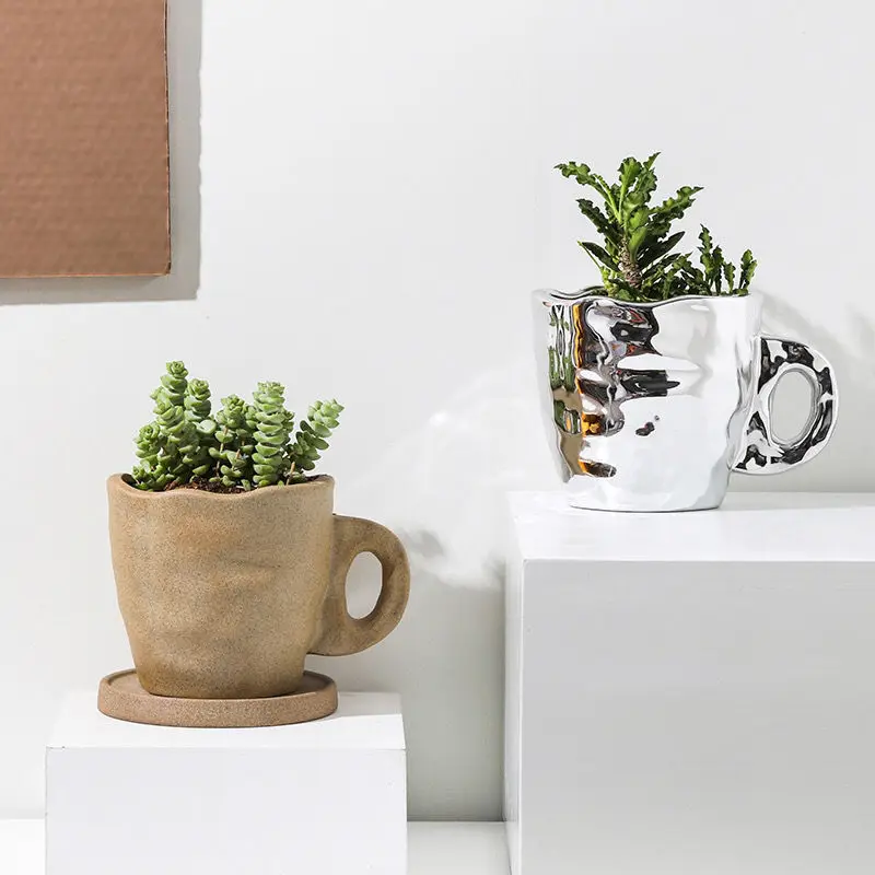 Nordic Cactus Plant Potted Flower Pot Modern Art Abstract Cup Vase Interior Tabletop Flower Flower Pot Home Decoration Ornaments
