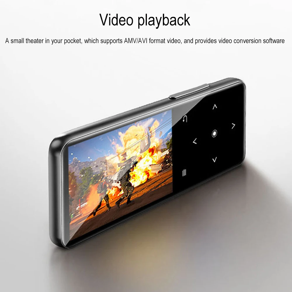 1.8-inch Screen Bluetooth5.0 Mp3 Player Touch Key Portable Audio Lossless Music Hifi Walkman FM/Ebook/Recorder/MP4 Video Player