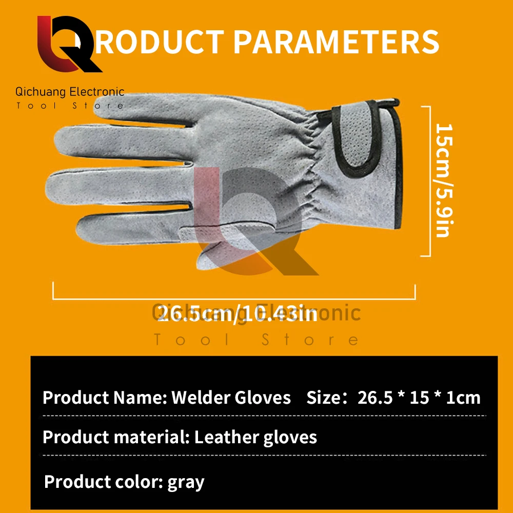 1 par guantes de trabajo de soldadura de cuero eléctrico guantes de soldadura resistente al calor protección de seguridad guantes de trabajo de seguridad para soldador