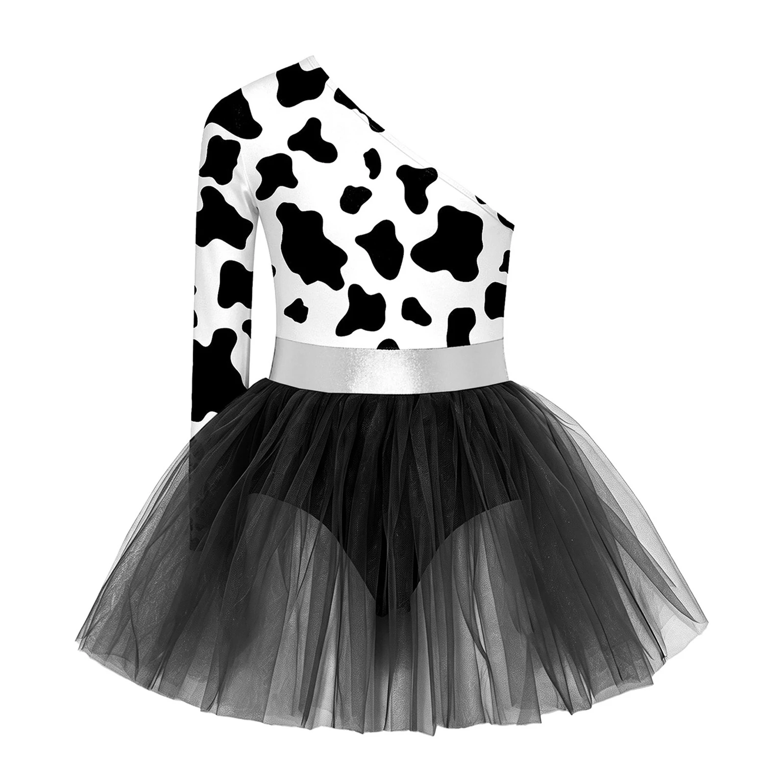 Kinder Mädchen Tiermuster Ballett-Tutu-Kleid Höhlenmensch-Aufführungskostüm Langarm Metallisch Bedrucktes Oberteil Tüllkleid – Detail 9