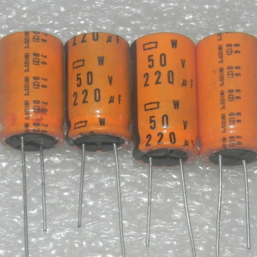 10PCS/LOT  50V 220UF 125℃  Orange High-temperature Aluminum Electrolytic Capacitor