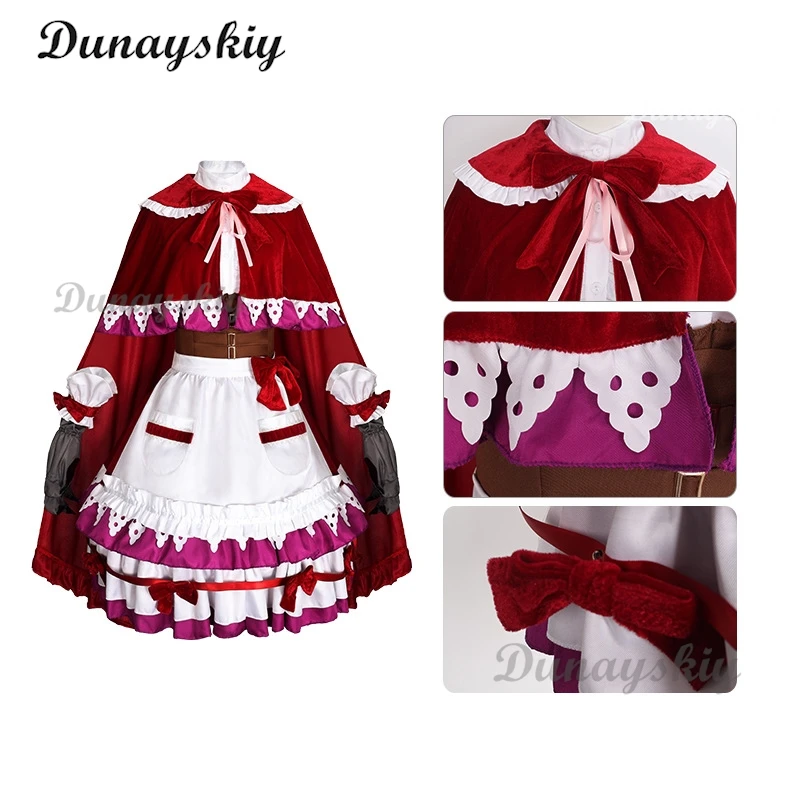 أنيمي السجن ماناكا لالا تأثيري 10th الذكرى عيد الميلاد الأحمر لوليتا فستان زي حفلة هدية فتاة الملحقات الحلو مجموعة جديدة