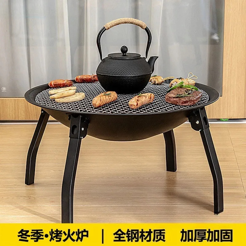 Large Tea Roasting Charcoal Stove Set, Indoor Courtyard BBQ Table Winter Heating Kit