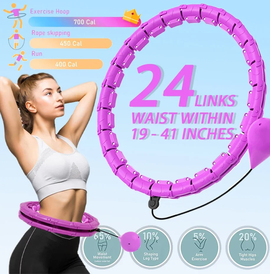 Slimming Hoop for Adults Weight Loss Plus Size for Adults Smart Exercise 2 in 1 Adjustable with Detachable Knots with Weight