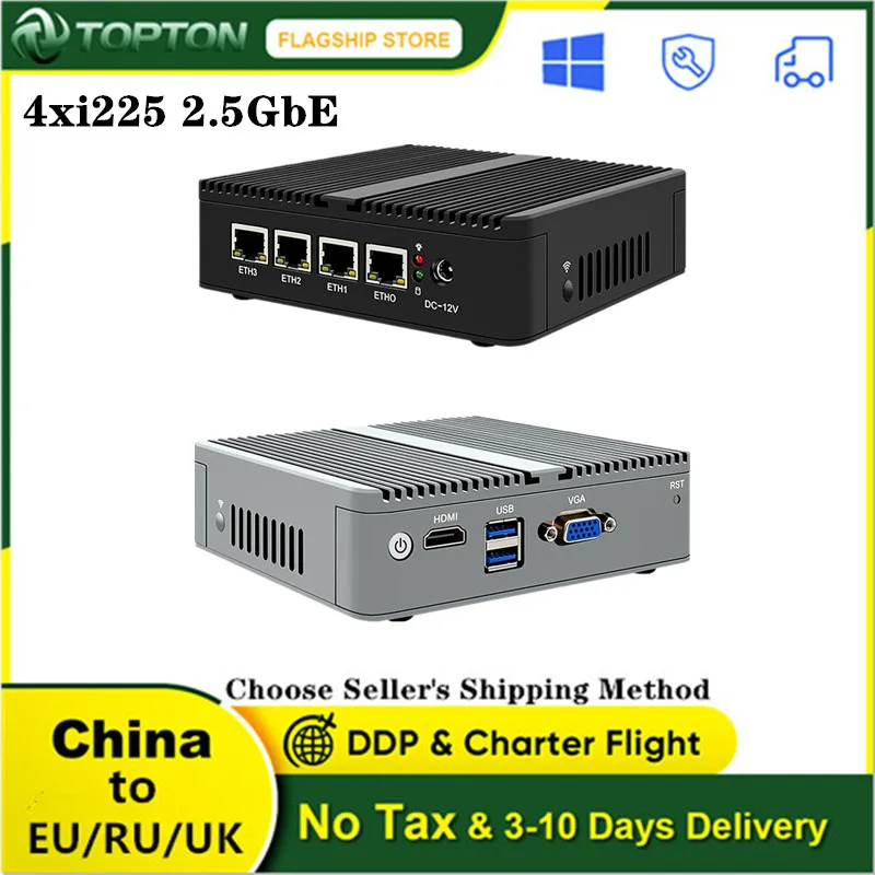 

4 Intel i226-V 2.5GbE Nics J4125 Fanless 2.5G Router Nano Mini PC pfSense Firewall Router PC OPNsense VMware ESXi Proxmox