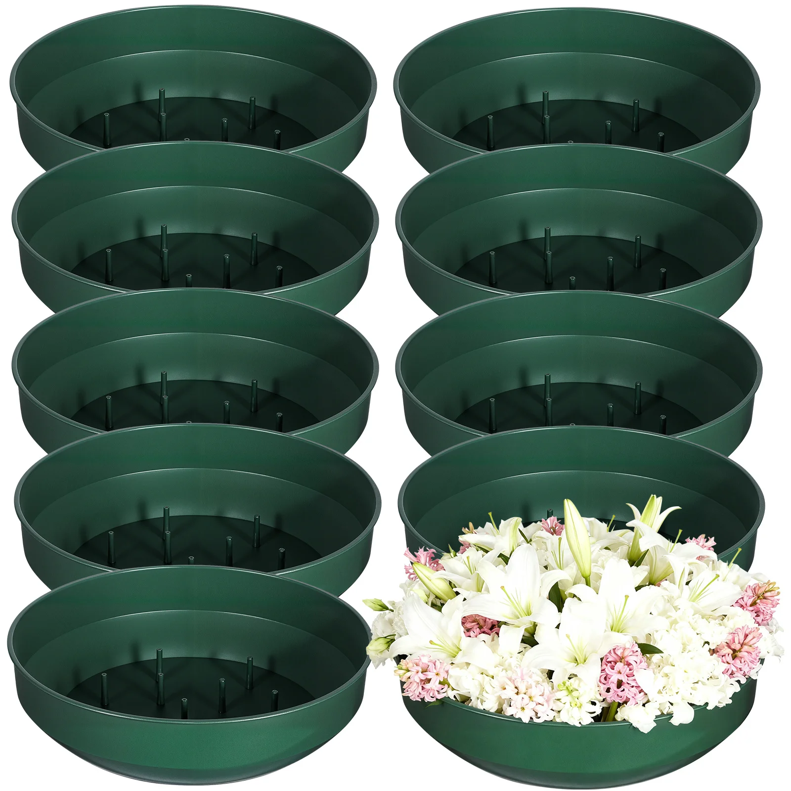 

10Pcs Floral Mud Tray Round Pin Base for Flower Arrangement Supplies Professional Plastic Foam Trays Decorative Landscape Tool