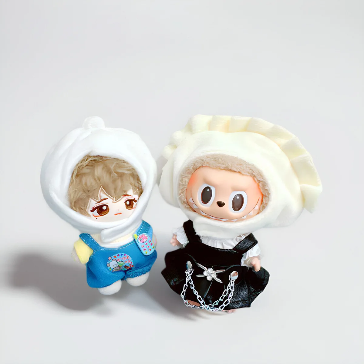 Cute Mini Plush Doll Clothes Outfit Accessories  For 10cm Idol Cotton Doll As for 17cm Labubu Dolls Overalls Hat  Dress Diy Toy