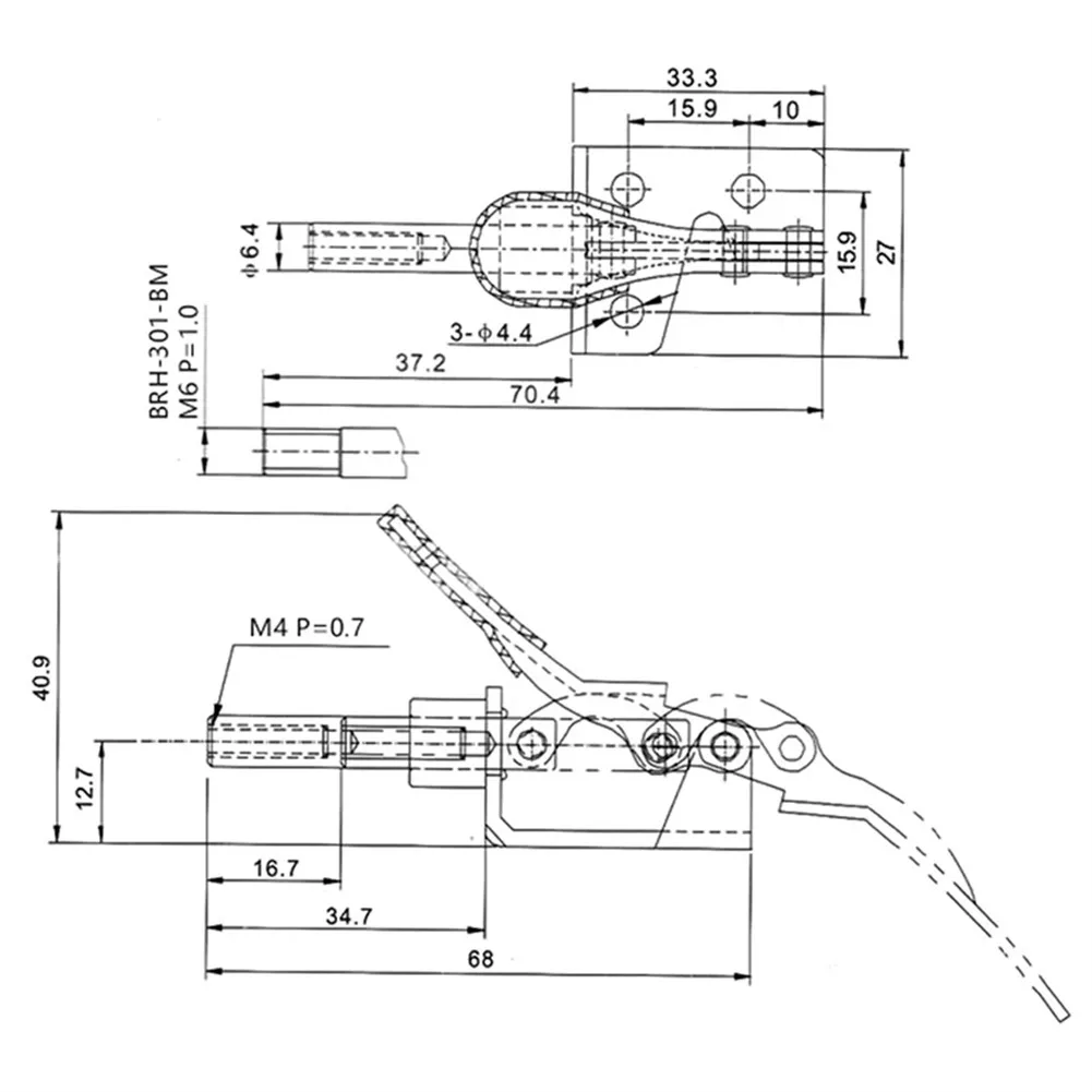 1pc Toggle Clamp GH-301A  45Kg Antislip Vertical Toggle Clamp  Covered Handle For Hand Tools Parts Machinery Accessories