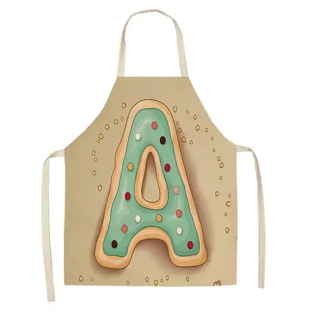 Colorful letter printing linen parent -child apron Kitchen cooking oil polluting apron house cleaning tool kitchen accessories