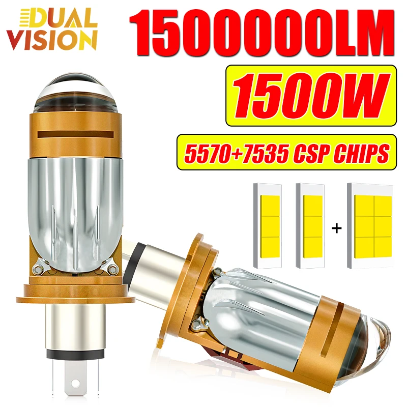 

H4 Lens LED Car Headlights Bulbs 1500000LM 1500W CANBUS Turbo Auto Bulb H4 Bi High Low Light 1:1 Led Headlight Fog lamp bulb 12V