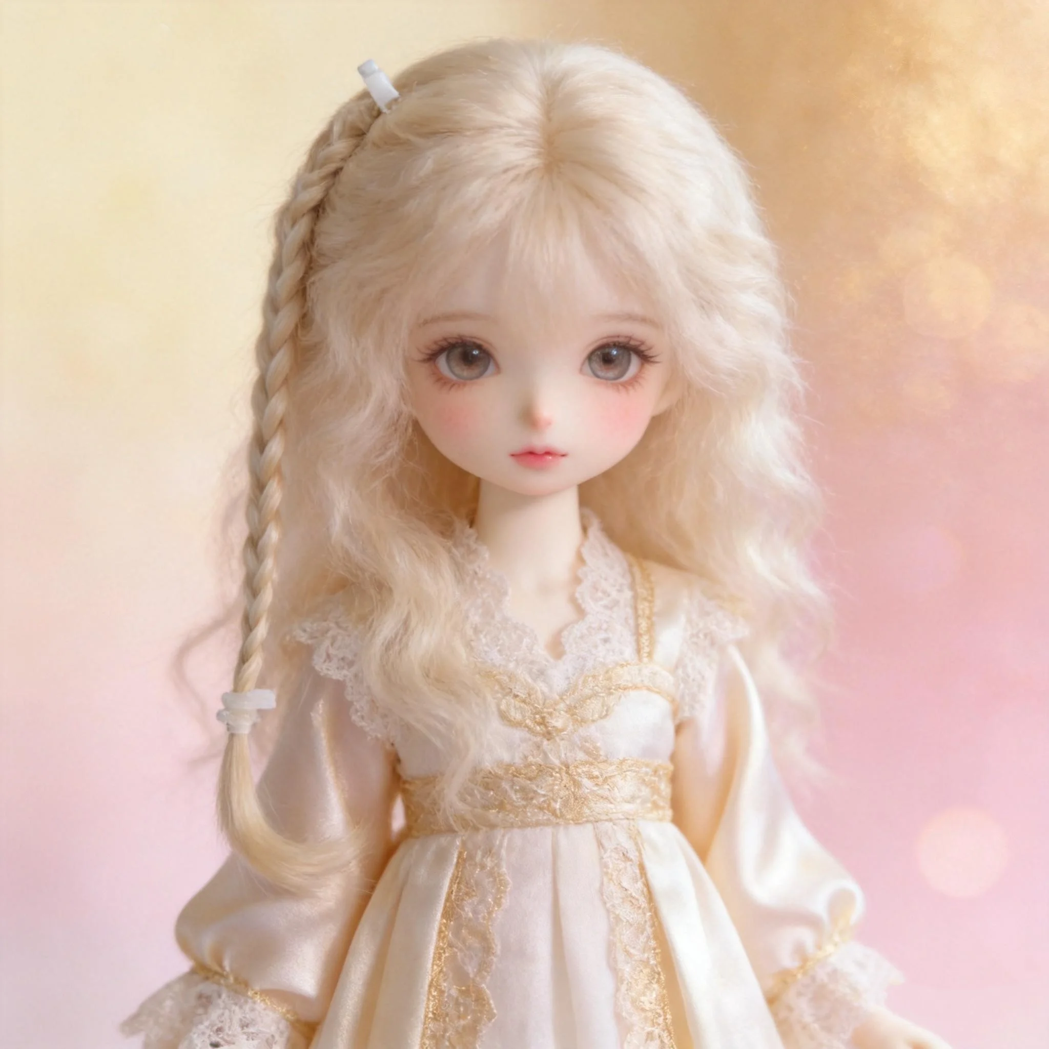 

Wigs doll wig light gold color side-braided doll hair, 1 6 scale dolls accessories 1/3 1/4 BJD wig free shipping