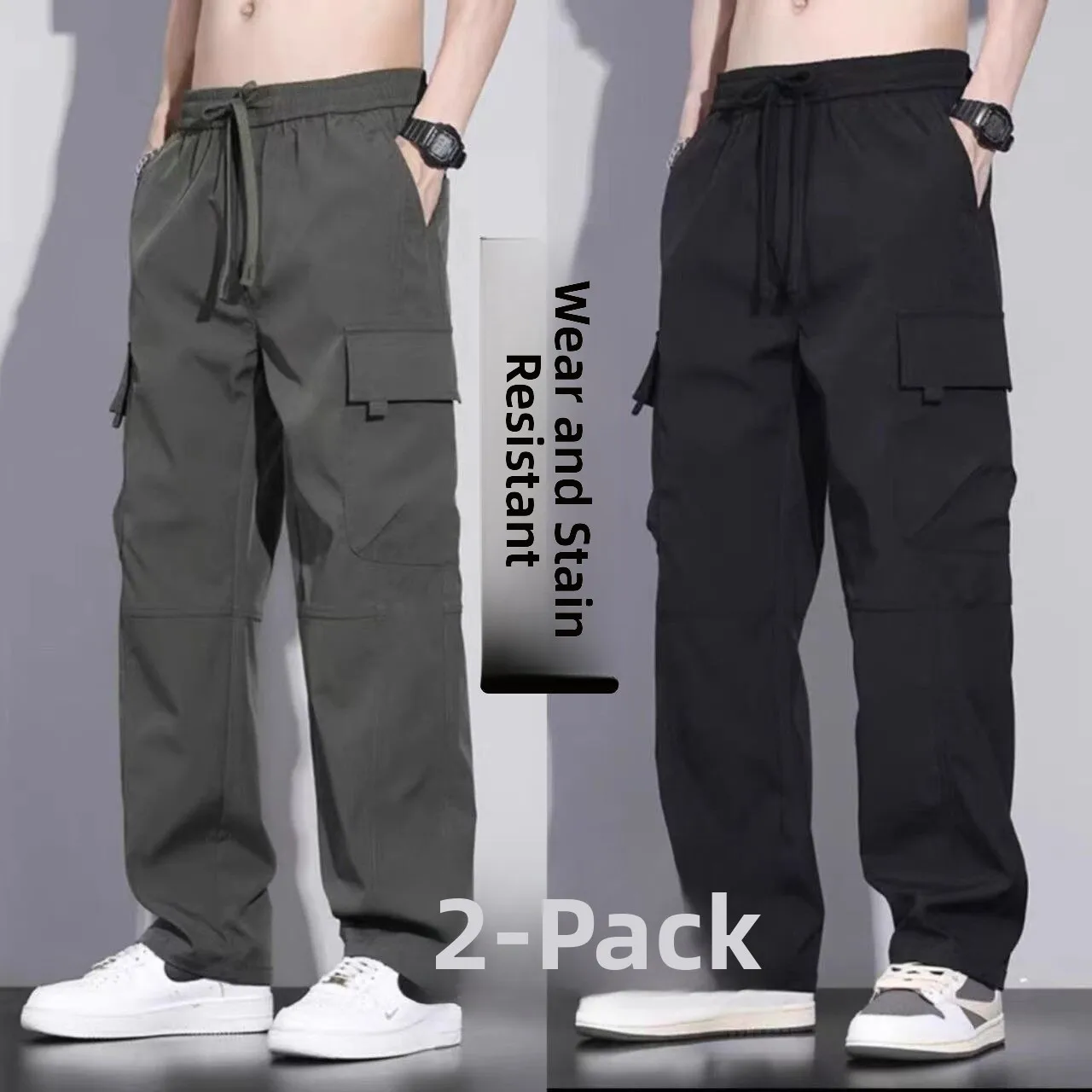 

Men's Loose Straight Leg Workwear Trousers Large Size Casual Pants Multi Pocket Labor Protection Wear Resistant Long Trousers