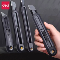Deli Utility Knife 9/18mm Box Cutter SK5 Blades Auto Lock for Home School Work Art Supplies Cuting Knife Stationery