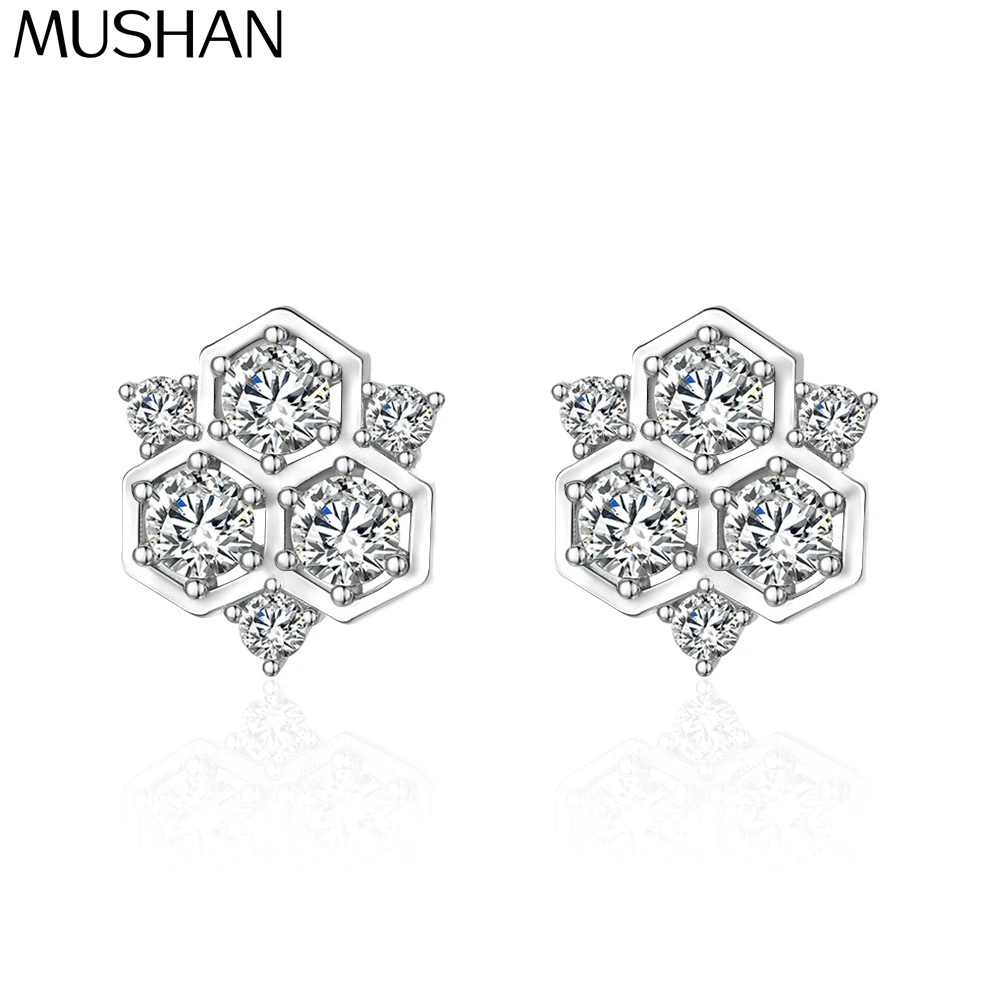 

Серьги-гвоздики MuShan из стерлингового серебра 925 пробы с подвесками, инкрустированные высокоуглеродистыми бриллиантами, винтажные, современные, женские, изысканные ювелирные изделия