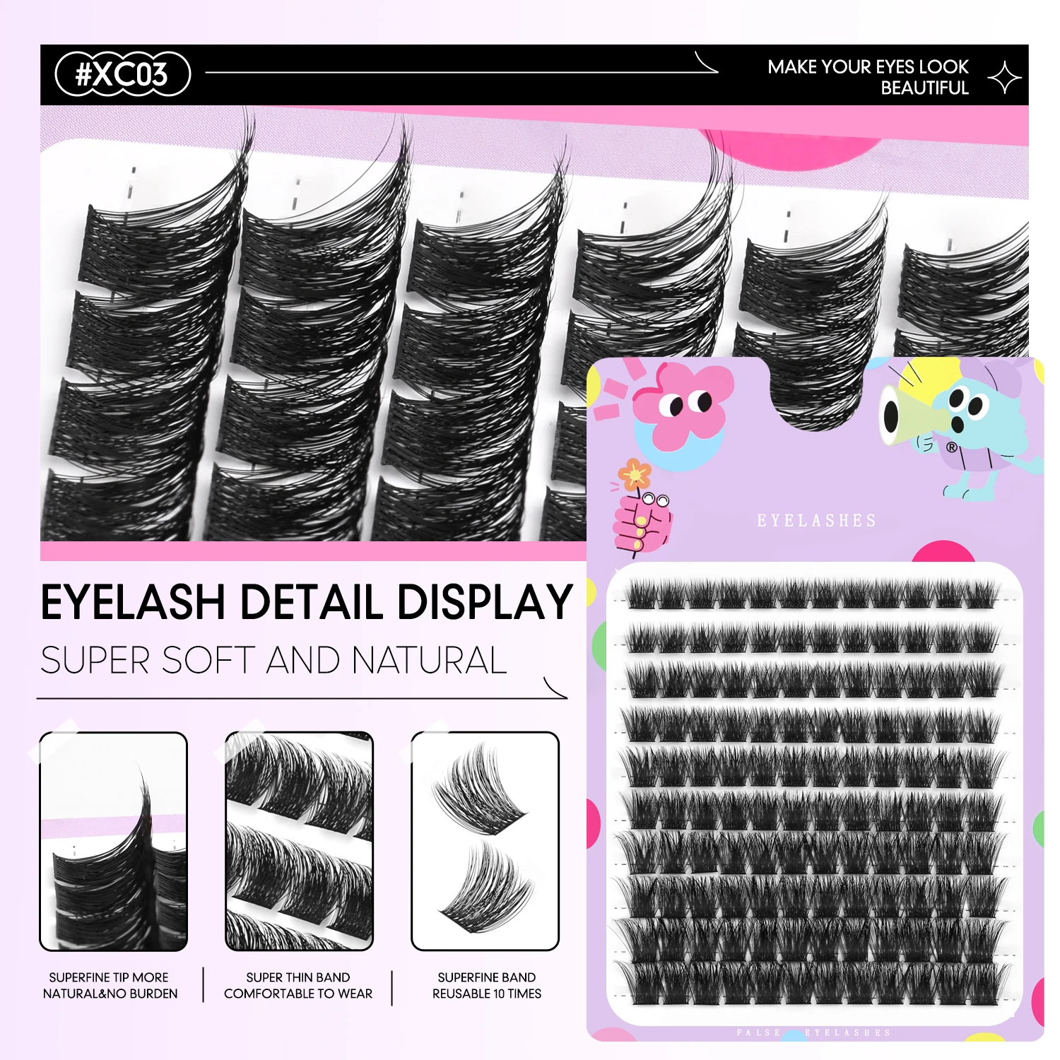 Lasvirey لتقوم بها بنفسك مجموعات الرموش رقيق سميكة أنماط مختلطة رموش فردية تمديد 8D رقيق حجم الرموش الصناعية ماكياج #4