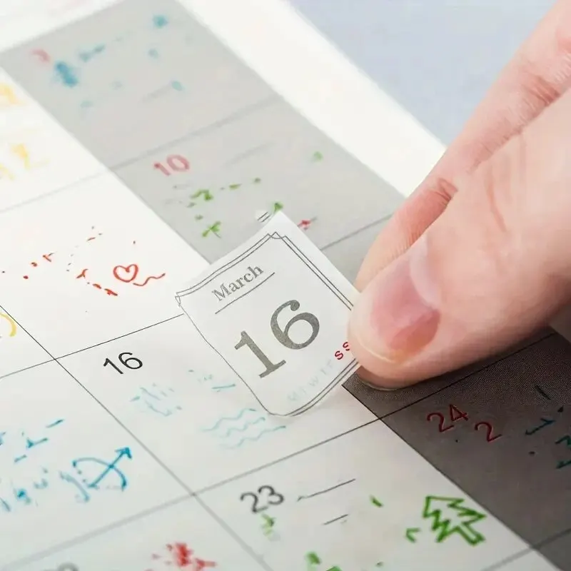 12pcs Calendar Decorative Stickers Pack 365 Days Scrapbook DIY Label Diary Stationery Album Journal Planner Month Number Stic