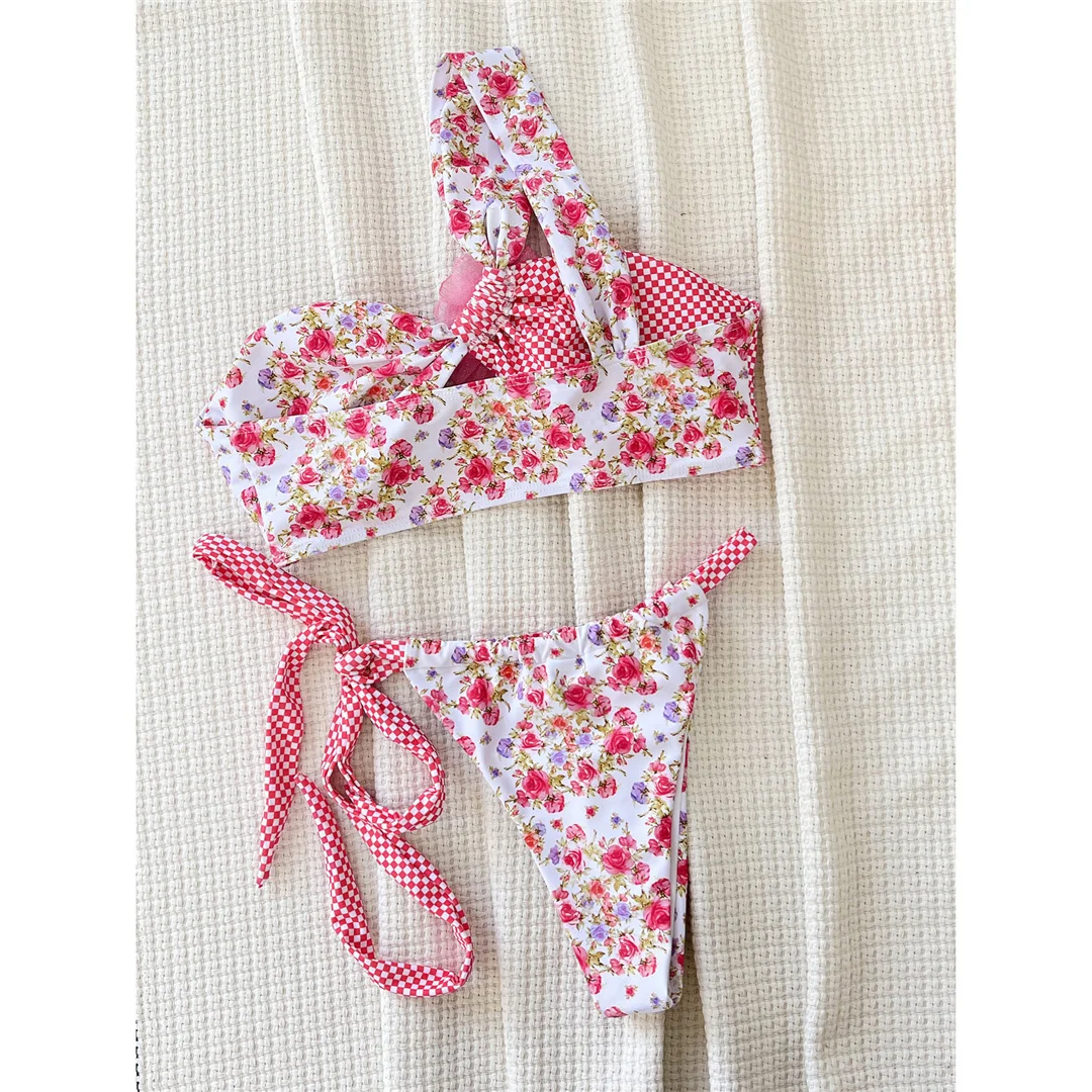 3D-Blumen, floral bedruckter, zweiteiliger Bikini, Damen-Badeanzug, zweiteiliges Bikini-Set, Badebekleidung, Badeanzug, Schwimmanzug V5838 – Detail 10