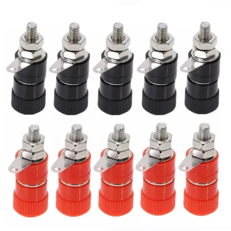 

4mm Banana Female Socket Binding Post Nut Banana Plug Jack Connector JS-910B Red Black Nickel Plated Terminals for Amplifier AMP