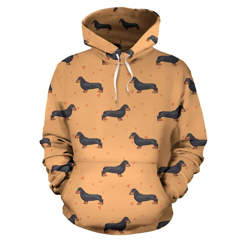 Cute Doggy 3D Dachshund Printing Hoodies For Men Funny Sausagedog Streetwear Hooded Sweatshirts Kid Fashion Casual Pullovers Top