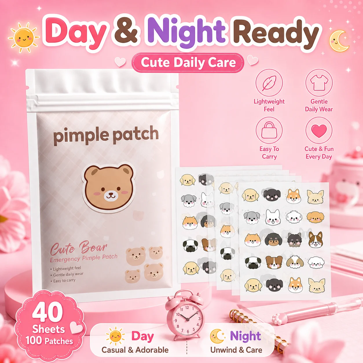 40/100pcs Cartoon acne patch, cute cat-shaped facial concealer acne patch, safe, non-toxic, gentle and non-irritating