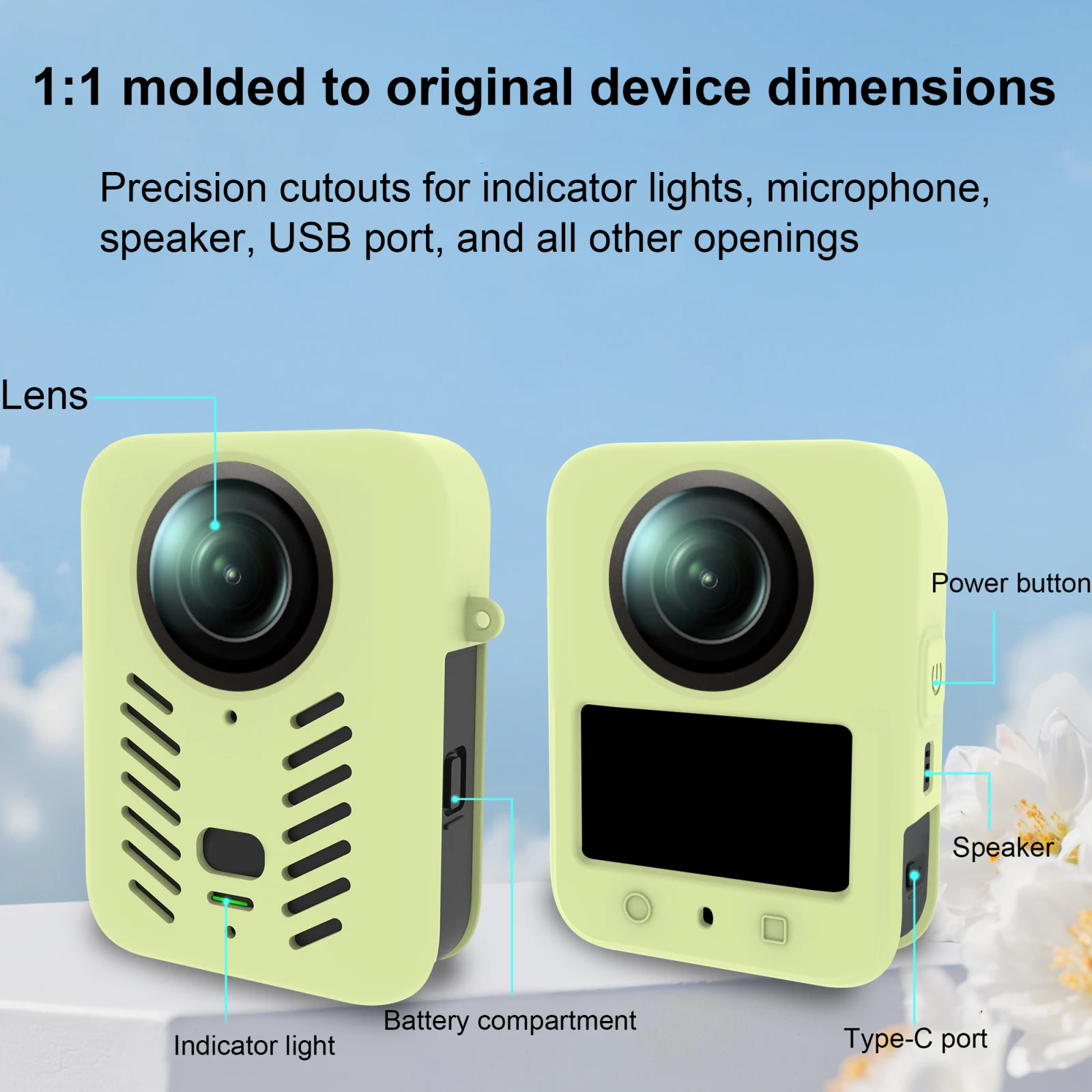 

Soft Silicone Sleeve Case with Lens Cover for DJI Osmo 360 Action Camera Protective Case with Battery Side Open