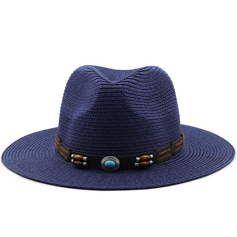 Large Size Panama Hats Lady Beach Parent-child Wide Brim Straw Hat Man Summer Sun Cap Plus Size Fedora Hat 54cm 56-58cm 59-61cm