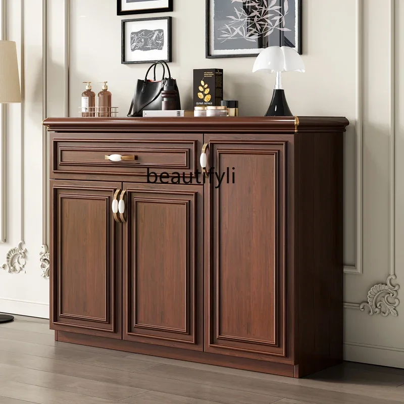 Home Entrance Walnut Color Outdoor Balcony Waterproof Sunproof New Chinese Style Storage Cabinet